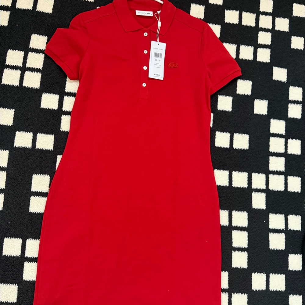 Lacoste Bright Red Polo Shirt with Embroidered Crocodile